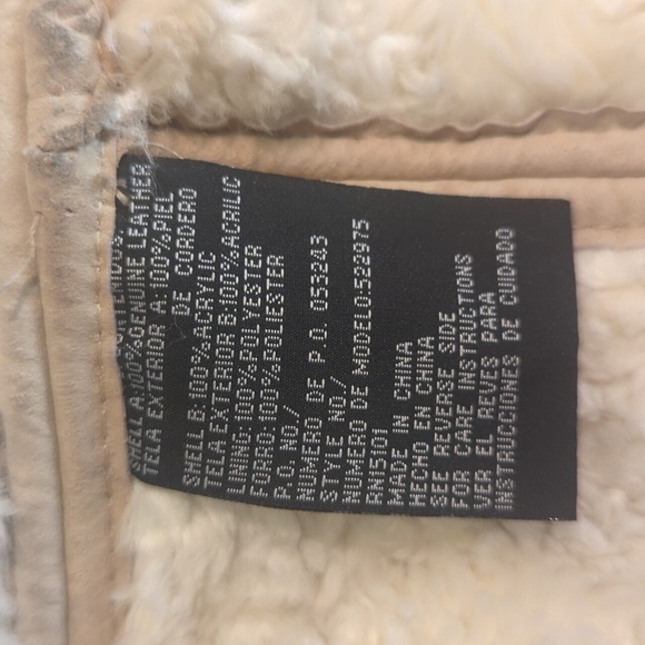 Vtg suede Sherpa lined Penny Lane cream coat by Static sz S/M - Picture 10 of 12